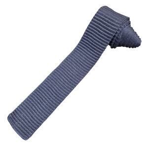 Vintage 70s‎ 80s Cottonit By Rooster Knit Necktie Blue Knitted Square End Preppy